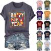 Ladies Casual 2025 New Year Printed Round Neck Short Sleeve T-Shirt Top