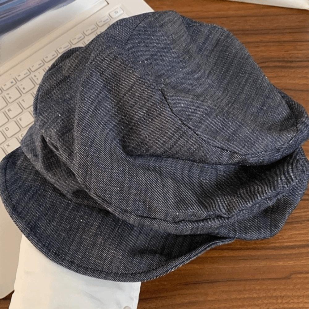 Cloud Octagonal Cap Japanese Pleated Painter Hat Casual Denim Beret  Girl