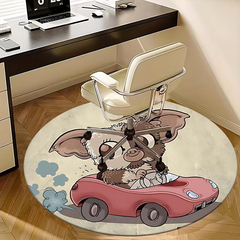 Gizmo,Car Ride Chair mat Round Rug Office carpet, Machine Washable, Non slip, Suitable for Living Rooms, Bedrooms