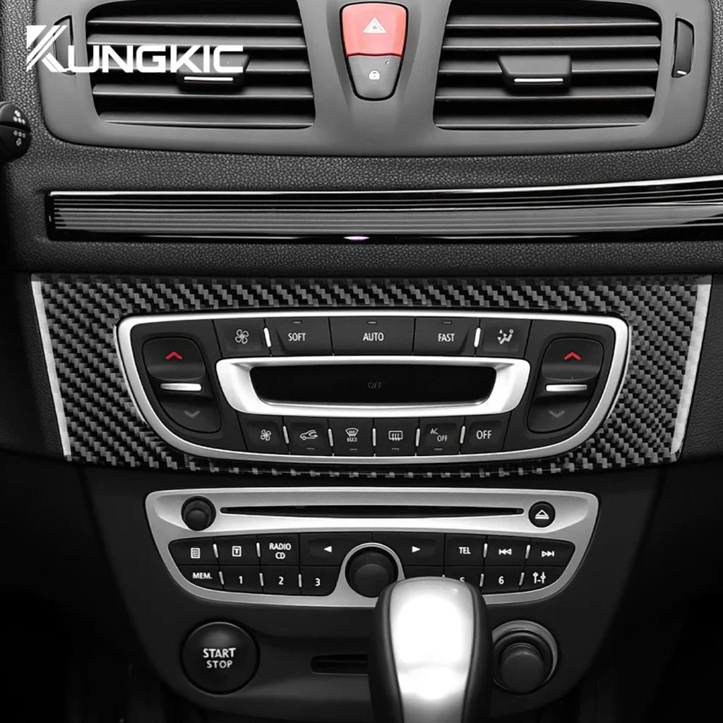 For Renault Megane 2009 2010-2014 Fluence Carbon Fiber Center CD Panel Frame Anti Scratch Interior Protector Car Accessories