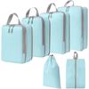 Set/6 Pcs Compressible Packing Travel Storage Bag Cubes Waterproof Suitcase Nylon Portable With Handbag Luggage Organizer