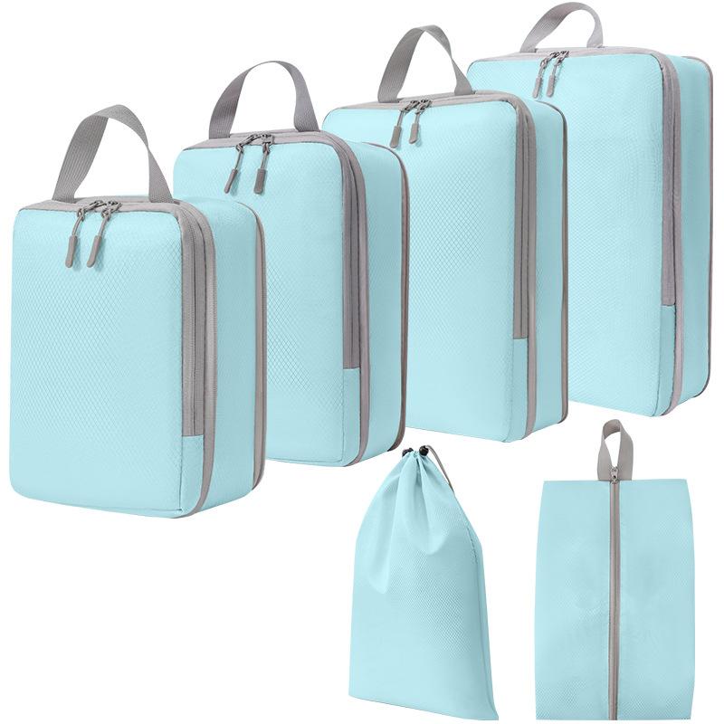 Set/6 Pcs Compressible Packing Travel Storage Bag Cubes Waterproof Suitcase Nylon Portable With Handbag Luggage Organizer