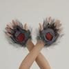 Wolf Paw Gloves Fingerless Warm Fuzzy Gloves Animal Cosplay Hand Paws Faux Fur Gloves for Halloween Christmas Dress-Up Party Costume