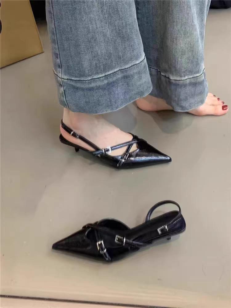 Популярные остроносые туфли-лодочки с одной пряжкой, модные, с французским темпераментом, красивые рабочие туфли, универсальные женские туфли интернет-знаменитости