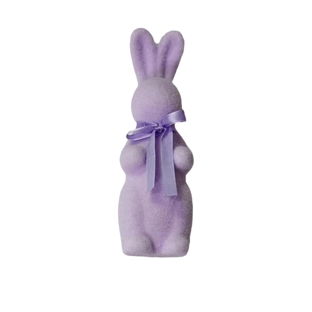 With Bow Tie Bunny Decoration Creative Large Flocking Rabbit Statues Cute Design Party Rabbit Ornaments Indoor Outdoor Lawn