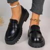 Fashion British Style Platform Shoes Loafers Women 2024 Plus Size 42 Round Toe Single Shoes Woman Thick Bottom Pu Leather Shoes Mujer