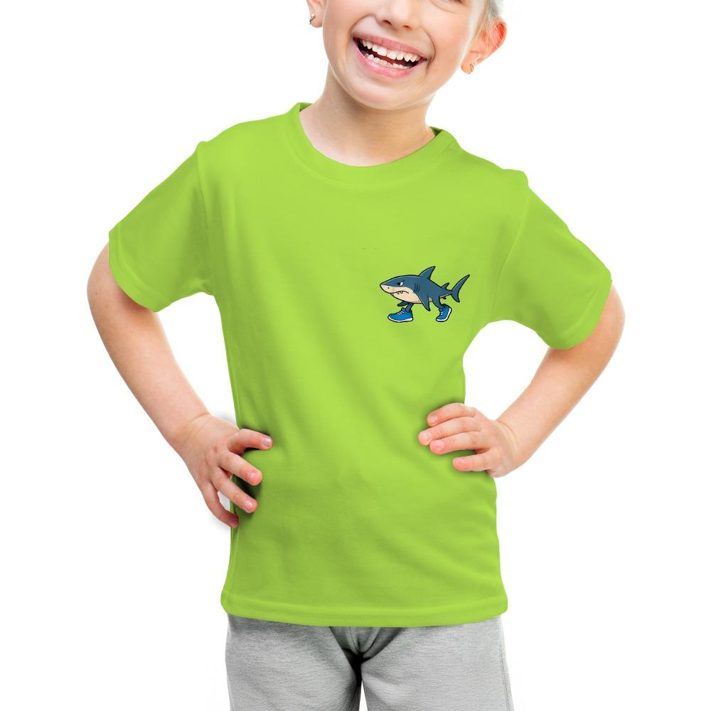 Модная детская футболка с акулой на ходу, горчичного цвета, для мальчиков и девочек, подарок на день рождения, одежда для детей на все сезоны, активные малыши
