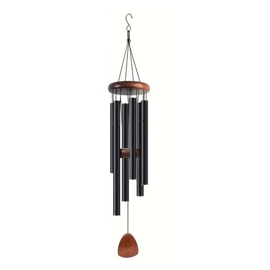 Retro Wind Chime with 6 Aluminum Tubes S-shaped Hook Natural Soothing Melody