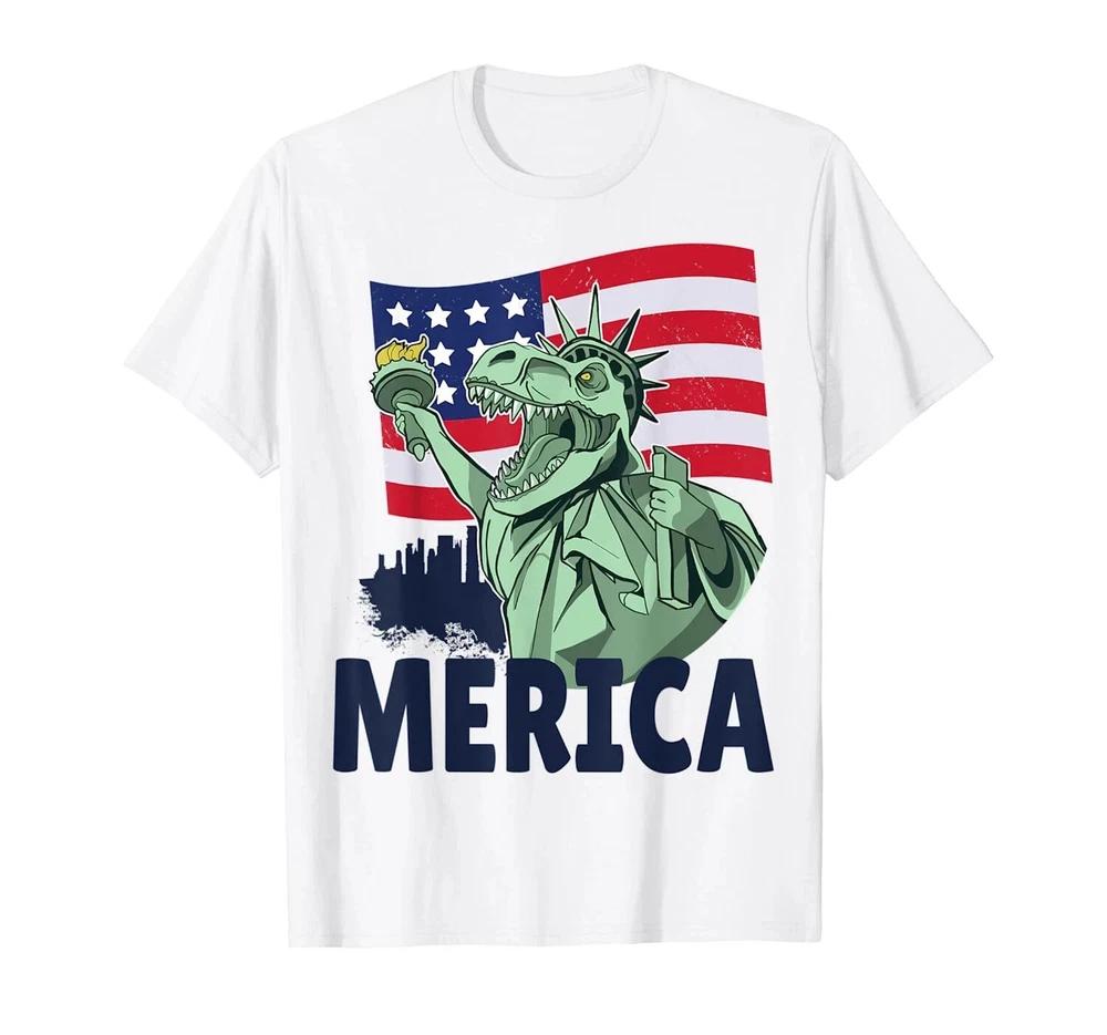 USA 4th Of July Independence Day USA American Dinosaur TRex TShirt