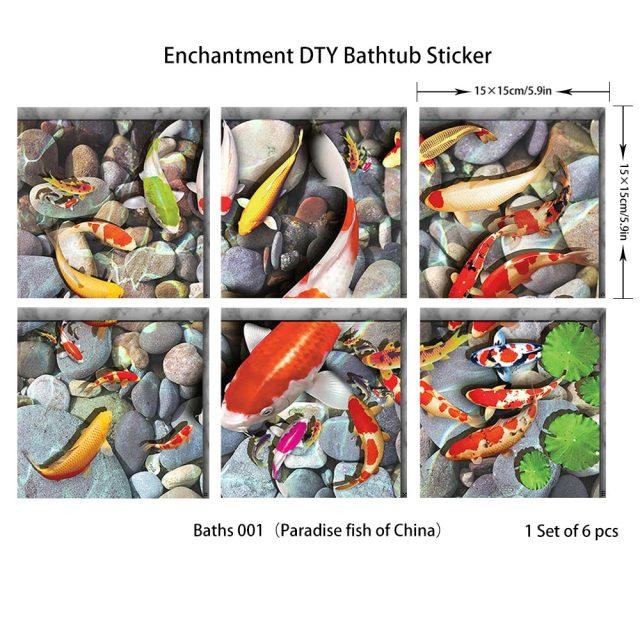 6 шт. наклейка на ванну Нескользящая водонепроницаемая самоклеящаяся наклейка с 3D эффектом для ванной комнаты ПВХ съемная декоративная фреска 15x15 см