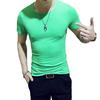 Мужская футболка из лайкры, мужская футболка с коротким рукавом и круглым вырезом, тонкая однотонная мужская футболка с короткими рукавами, 2022, мужская футболка, одежда