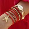 7PCS Boho Fashion Shell Color Beads Bracelet Set Jewelry for Women Girls Beach Holiday Handmade Bijoux