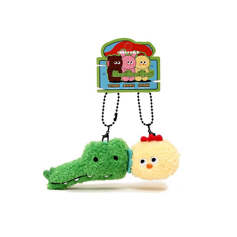 Crocodile Good Friend And Chick Bear Rabbit Dual Plush Keychain For Items Gift