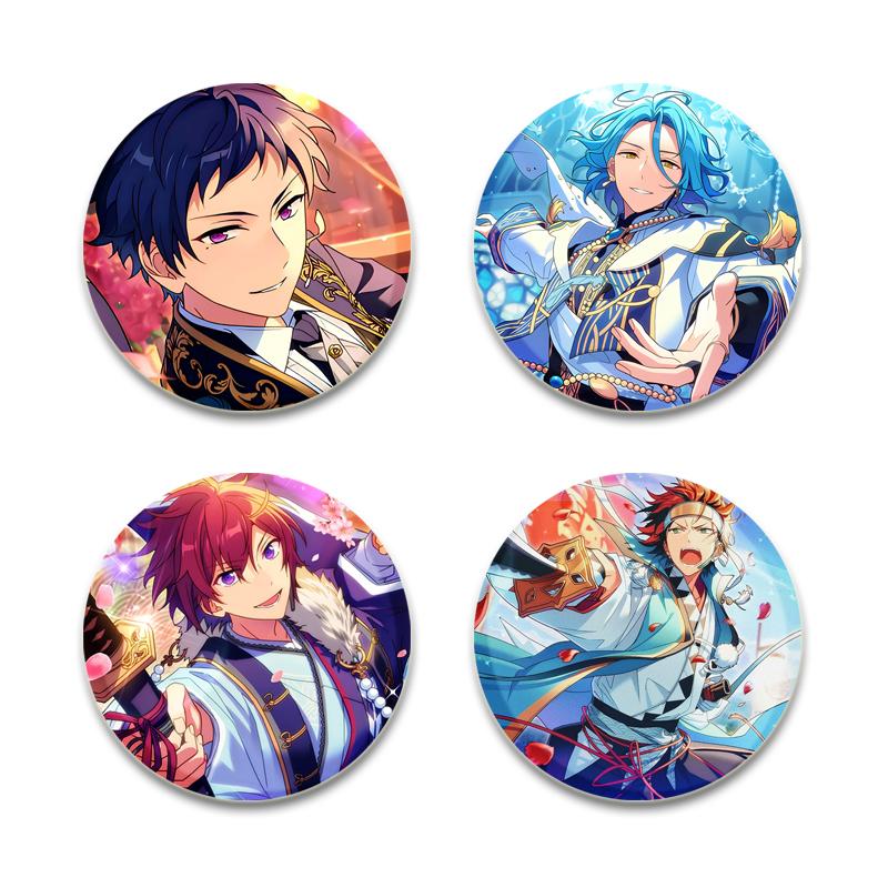 32/44/58mm Anime Collection Ensemble Stars Tinplate Pin Round Cartoon Snap-in Brooches for Backpack Accessories Badge Handmade Decoration