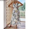 MODIQUE 2025 Summer Plus Size New Women's Sexy Casual Floral Printing Slip Long Dress Ladies H-Line Hot Sleeveless Dress