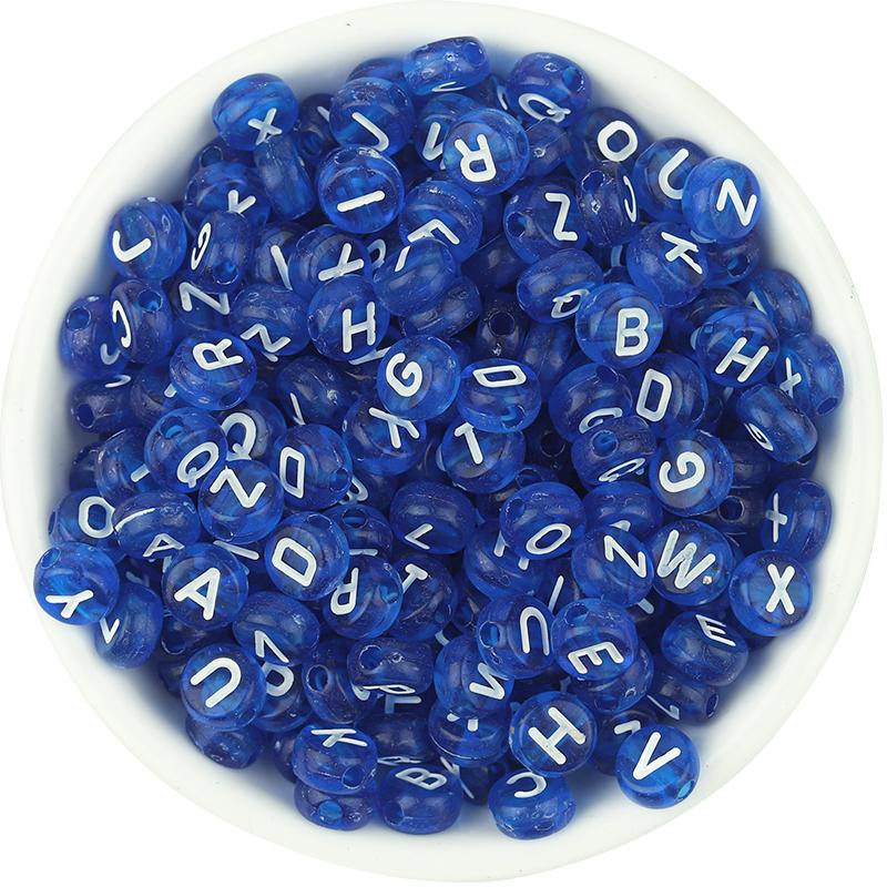 100pcs/Lot 7mm Mixed Letter Acrylic Beads Colored Transparent Round Flat Spacer Alphabet  Beads For DIY Craft Bracelet Necklace