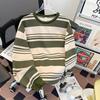 Мужская худи в полоску с круглым вырезом - Корейский стиль, Осень/Зима 2025