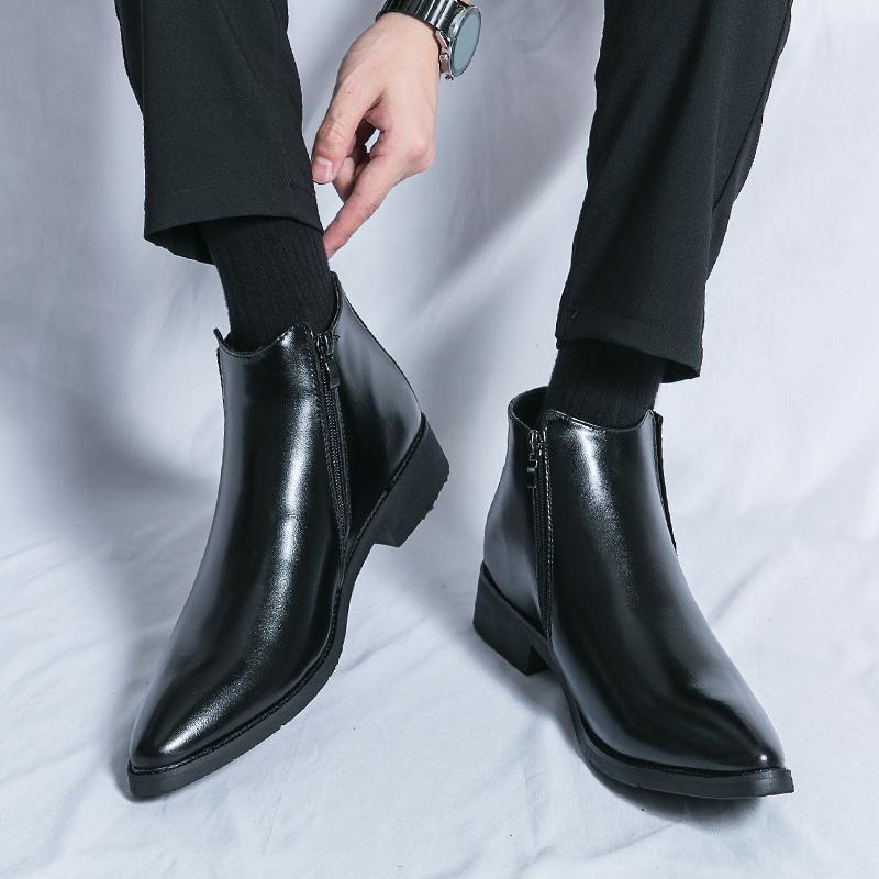 Men’s Motorcycle Boots Retro Street Style Dress Chelsea Boots Tuxedo Wedding Men Fashion Ankle Boots