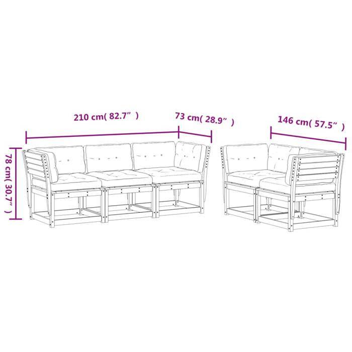 VidaXL Salon de Jardin avec Coussins 5 pcs, Sièges de Patio, Ensemble de Meubles, Mobilier de Terrasse Arrière-cour 3217003