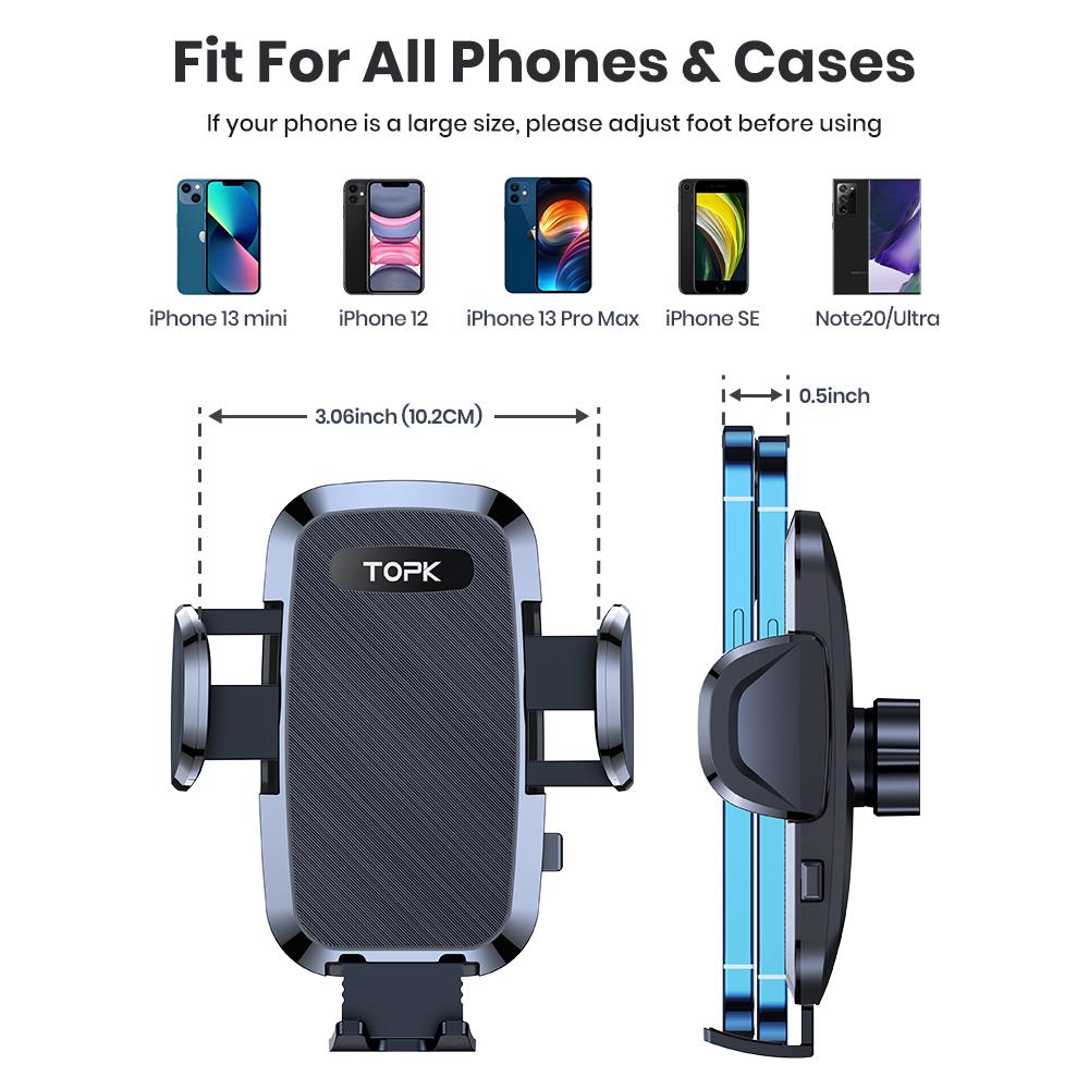 TOPK Car Phone Holder [Air Vent Mount] Universal Car Phone Stand Compatible with iPhone 15 14 13 Samsung S23 All Phones
