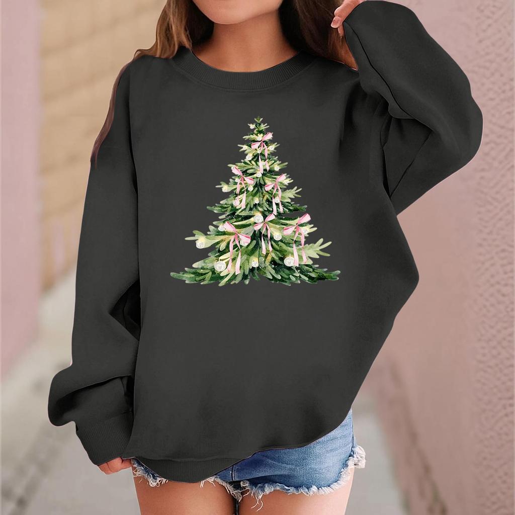 Children's Fashionable Casual Long-sleeved Loose Christmas Print Pullover Sweatshirt