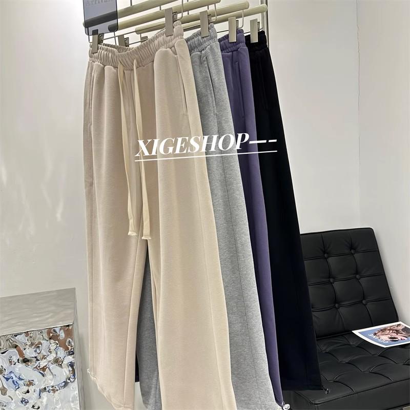 Extra Large 300 Catty Elastic Waist Wide-Leg Drawstring Pants for Spring/Autumn - Versatile Leisure Sportswear
