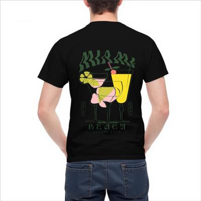 Miami Beach Cocktails Graphic T-Shirt Casual Men's Cotton Short Sleeve Tee Daily Wear