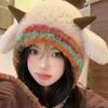 Korean Style Lamb Beanie Hat Soft Plush Pullover Hats Ski Caps Ear Protection Hat  Women