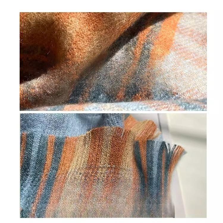 Клетчатый шарф для женщин на зиму. Длинная и толстая корейская клетчатая шаль, подходящая для обоих случаев использования.