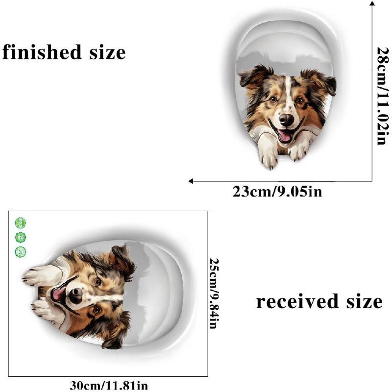 3D Мультяшные Яркие Наклейки на Унитаз с Котом, Милые Животные Собака Белка Наклейки на Унитаз, Украшение для Ванной Комнаты, Водонепроницаемые Наклейки