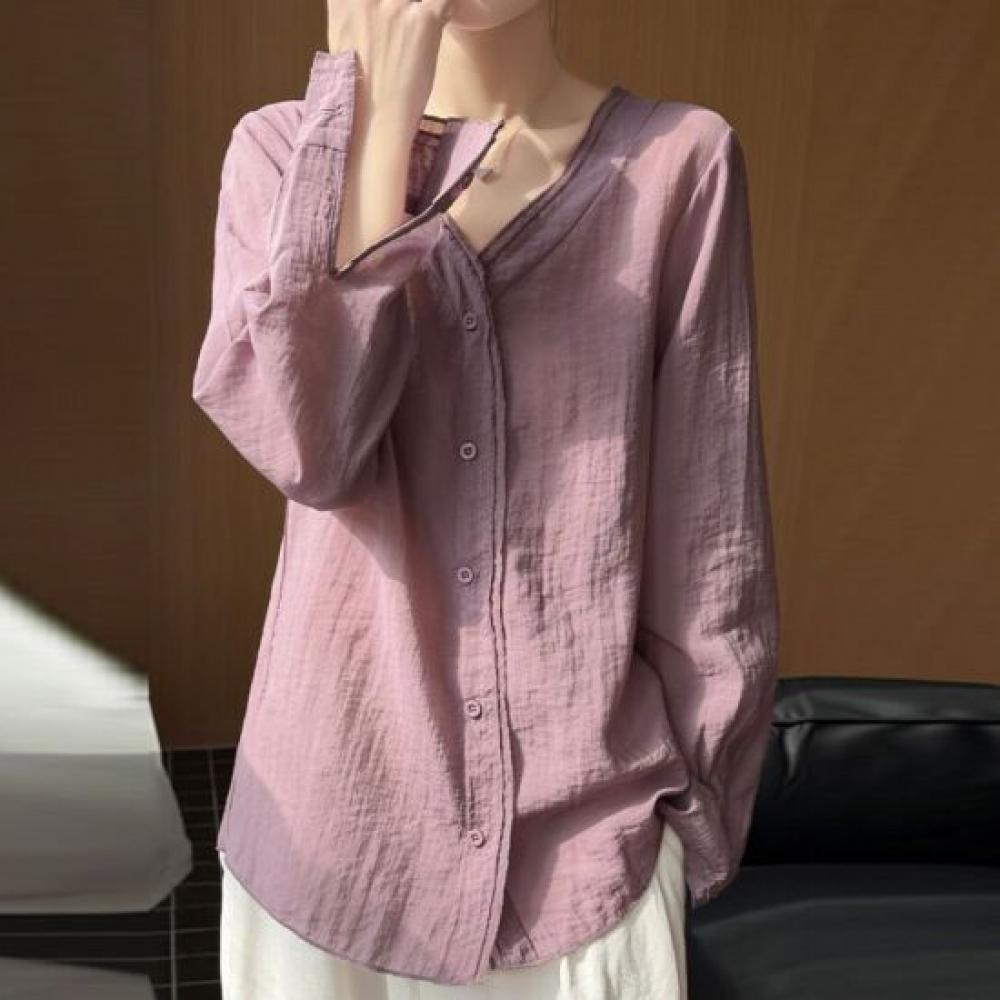 Navava Women Daily Solid Thin Long Sleeve Blouse Nb3100