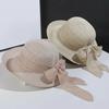 Portable Big Brimmed Woven Cap Hollow Out Bucket Hat Folding Sun Cap Bow Fisherman Cap  Camping