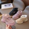 2024 Новые кроссовки для девочек из искусственной кожи с липучкой, модная детская повседневная обувь, Прямая поставка, детская спортивная обувь из хлопка, однотонная обувь для мальчиков