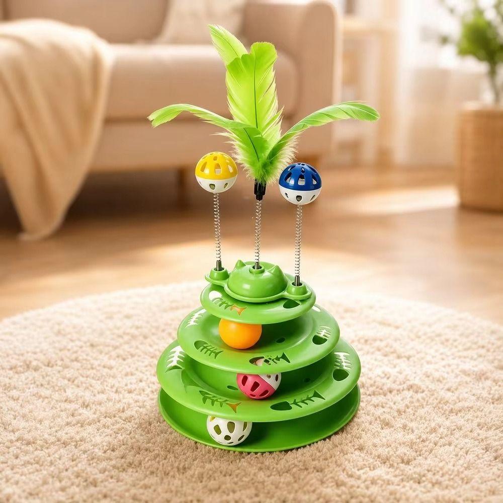 Multi Layer Cat Track Ball Toy Rotating Ball Interactive Cat Toy Kitten Entertainment