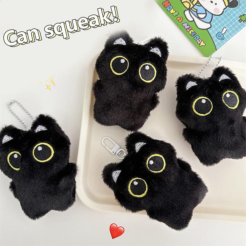 1 шт. 12 см милый черный кот плюшевая игрушка брелок мультяшный котенок мягкая кукла кулон автомобильный брелок рюкзак сумка Декор детский подарок