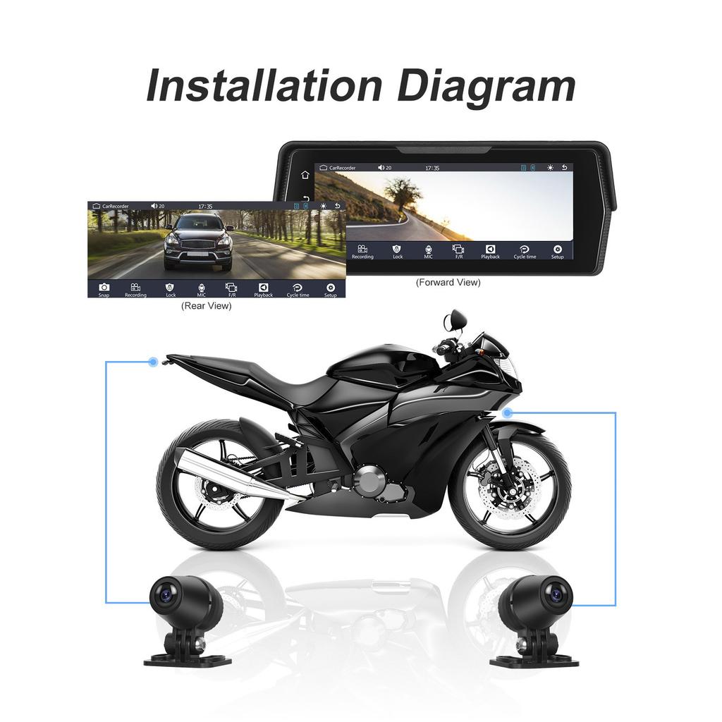 6.86-inch PND Dual Recording Wireless CarPlay Android Auto for Motorcycles