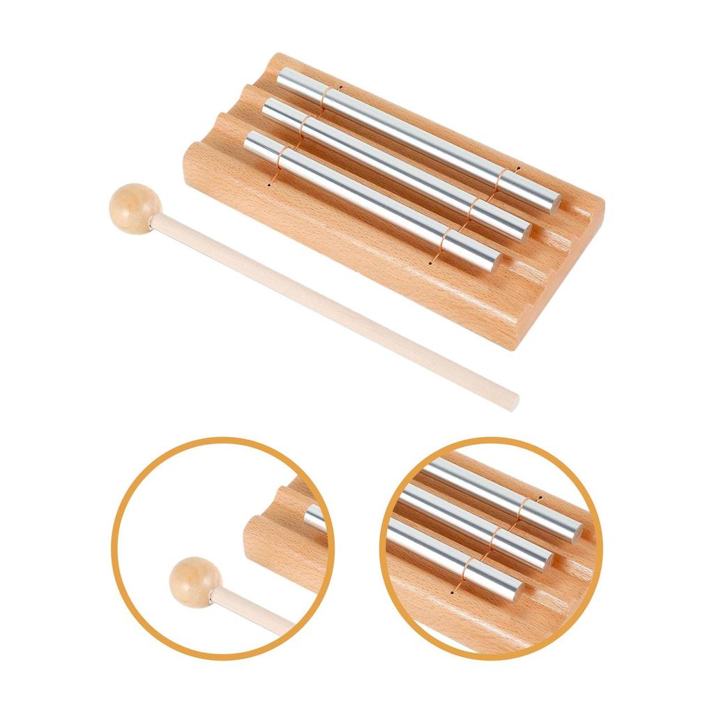 Hand Chime with 3 Tone Bell Percussion Instrument Aluminum Bar Musical Toy Wind Chime for Classroom Prayer Mindfulness School