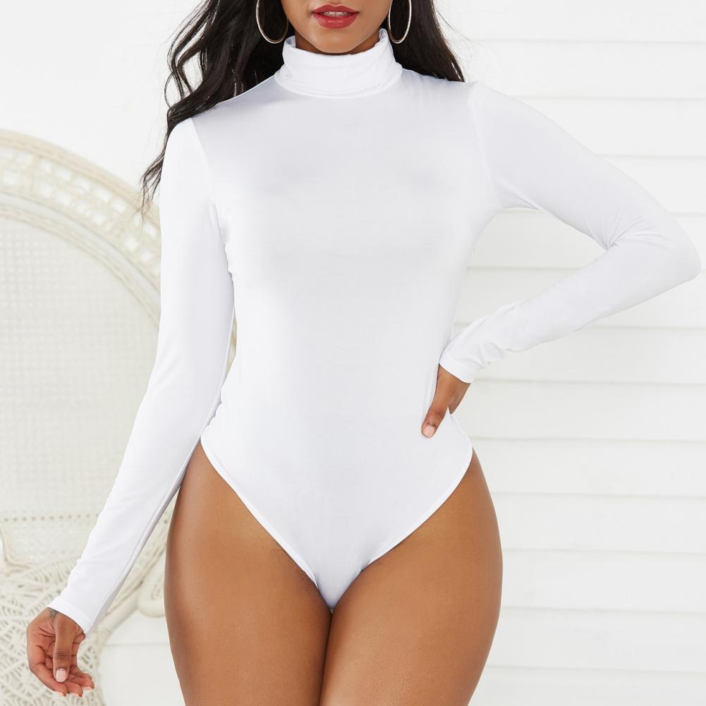 Women's Turtleneck Bodysuit Shapewear Long Sleeve Body Shaper Stretchy Romper Jumpsuit Basic Bodycon