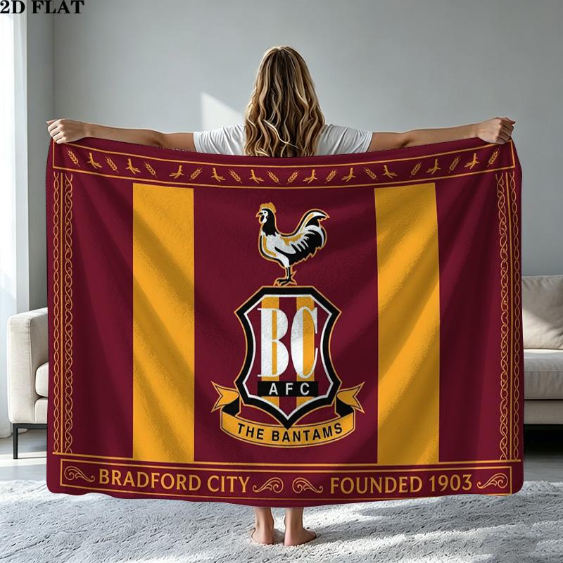 Фланелевое одеяло с принтом Bradford City AFC Высококачественное Теплое Удобное Покрывало для Всех Сезонов Идеально для Подарков Декор Дома