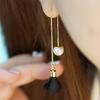 Dongdaemun Women's Long Tassel Pearl & Flower Earrings with Ear Wire