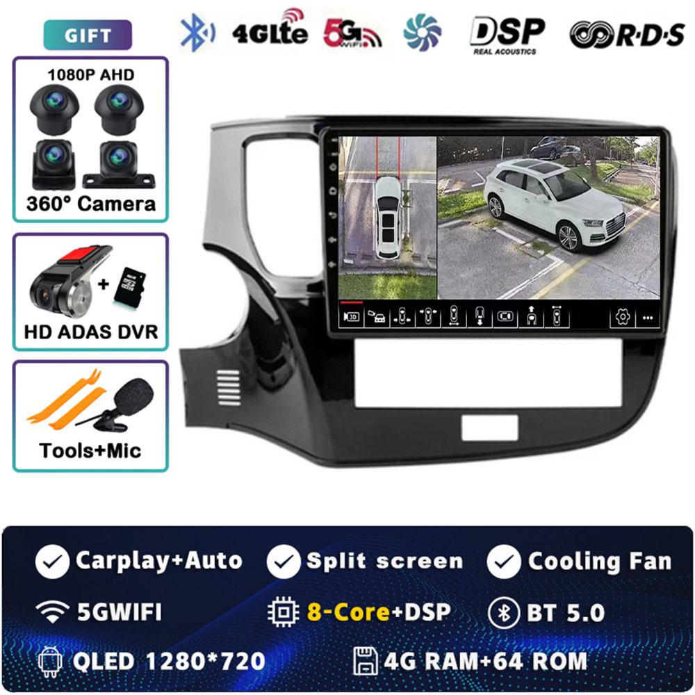 Android 14 Carplay Car Radio для Mitsubishi Outlander 3 III GF0W GG0W 2018 - 2022 Мультимедийный видеоплеер Навигация GPS Стерео