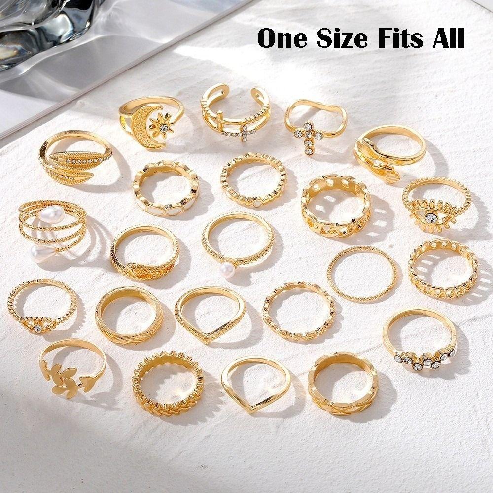 23 Pcs/Set Vintage Punk Ring Set Geometric Knuckle Rings Set Girls Party Jewelry Accessories Gifts