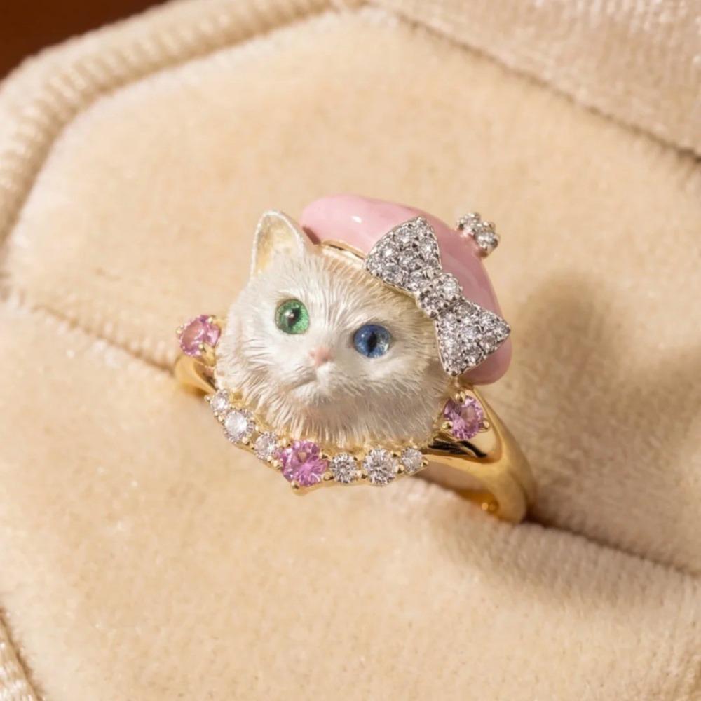 Mini Cat Ring Sweet Animal Jewelry Cute Dog Ring  Girlfriend Gift