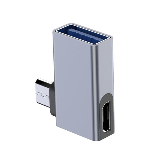 Адаптер Micro USB к USB с угловым удлинителем 90 градусов, с функцией OTG и портом внешнего питания, стабильный ток, адаптер питания