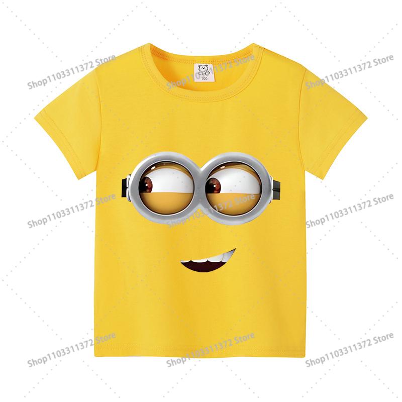 Minionses T-shirt Cute Cartoon Anime Boys and Girls Clothes Short Sleeve Preschool Fashion Birthday Children's Clothes Top Gift