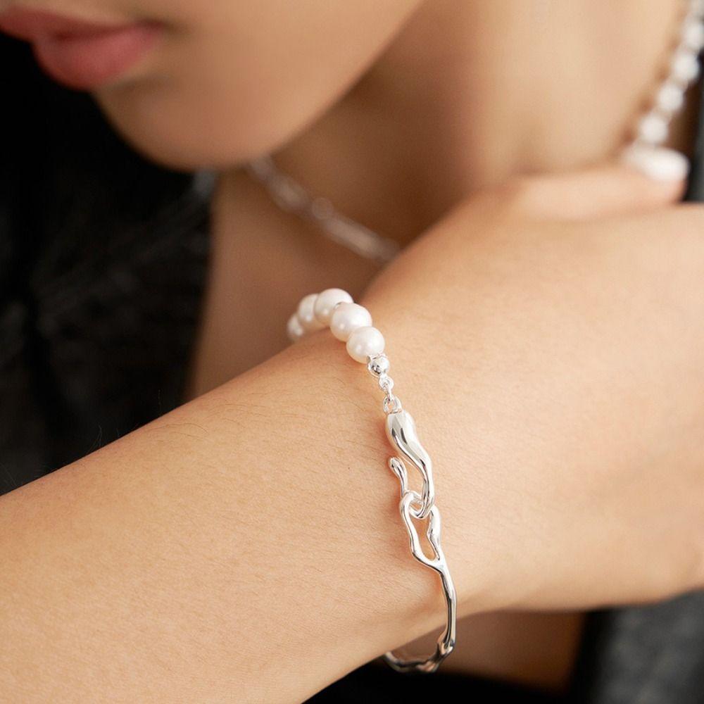 Metal Girl Gift Temperament Baroque Women Bracelet Korean Style Jewelry Pearls Bracelet Copper