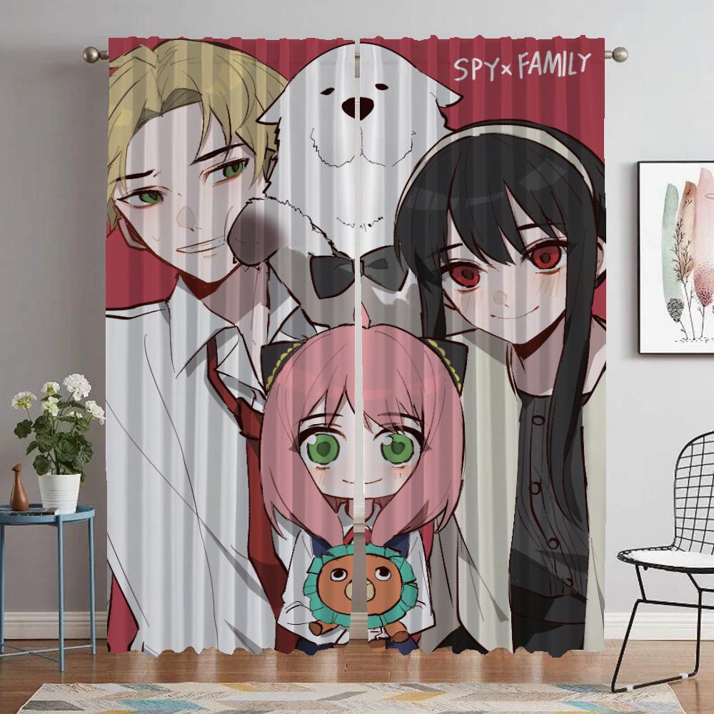 Shades Spy X Family Window Curtain for Room 2 Panel Blackout Curtains Tulle for Bedroom Halloween Decoration Partition Living