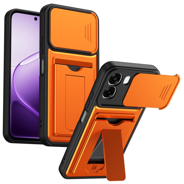Card‑Holder‑Series Sliding‑Lens‑Cover PC Hybrid TPU Shockproof Phone Case For OPPO Reno15 Pro Max 5G Global