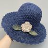 Пляжная шляпа, женская шляпа от солнца с цветочным узором ручной работы и широкими полями, защита от ультрафиолета, складная вязаная крючком соломенная кепка для летних пляжных путешествий
