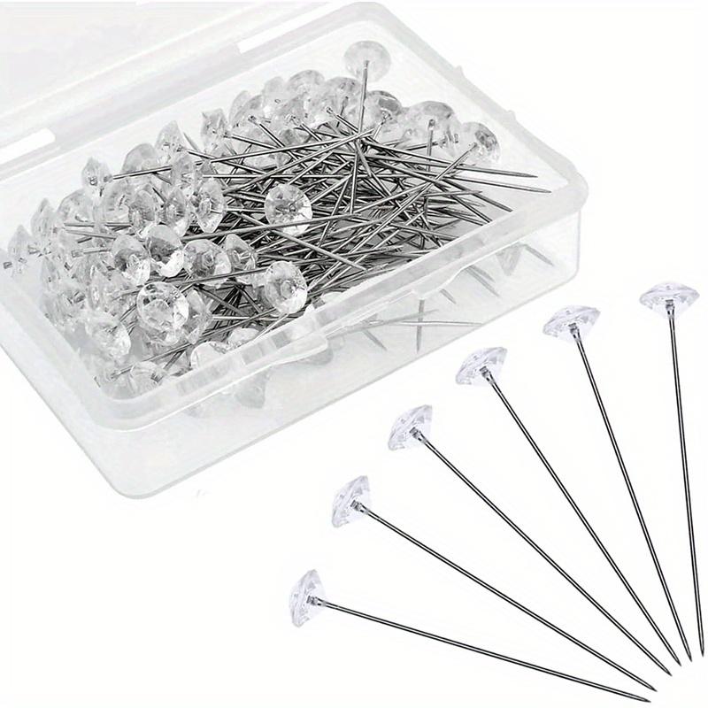 100 шт./коробка Булавки для шитья с хрустальной головкой Акриловые жемчужные булавки для букета Булавки с головкой-бриллиантом для изготовления платьев Квилтинг Прямые булавки